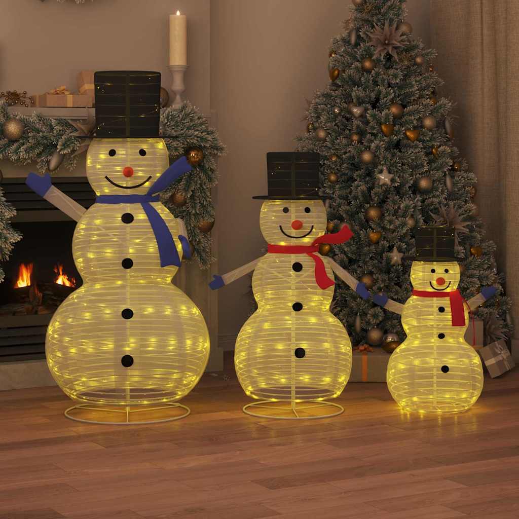 Christmas Snowman Family 3 pcs Warm White 81 x 60 x 125 cm